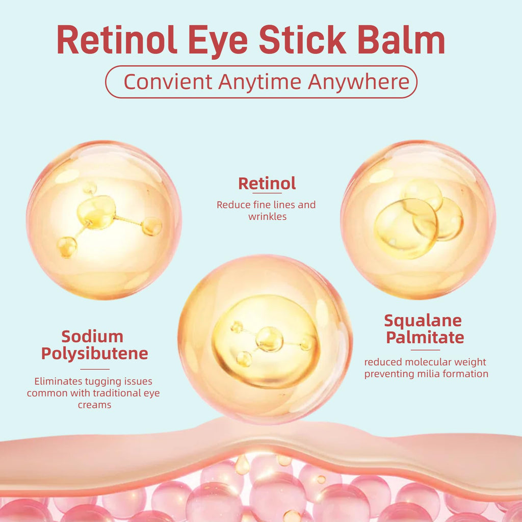 Retinol Eye Stick Balm, Retinol Eye Cream – Anti-Aging Formula Reduces Fine Lines, Dark Circles & Puffiness, Hydrates Delicate Skin – Visible Results in 4 Weeks, Gentle for Sensitive Skin
