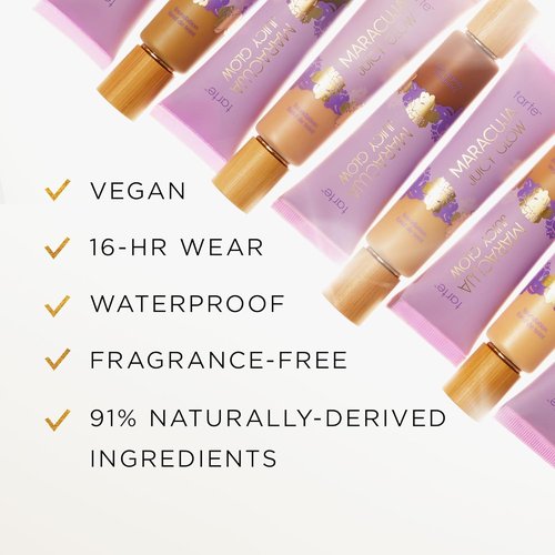 Tarte Maracuja Juicy Glow Tint - Lightweight Tinted Moisturizer with Hyaluronic Acid & Antioxidants | Buildable Medium Coverage, Waterproof, Vegan
