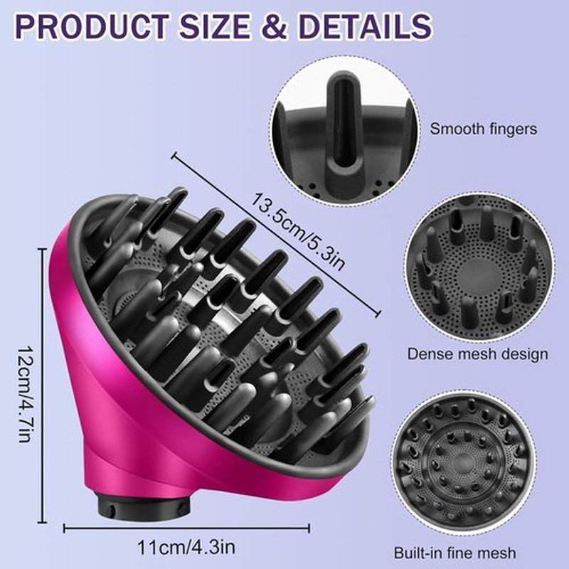 Dyson Upgraded Large Diffuser Attachment - Converts Airwrap Styler to Hair Dryer, Heat Resistant Nylon Fiber, Rose