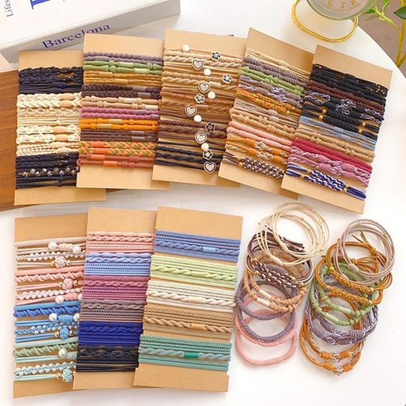 DILBABA Multistyle Hair Ties Set: Gentle High Elasticity Ponytail Scrunchie Bracelet for Women (11-Heart Buckle B Set:20, One Size)