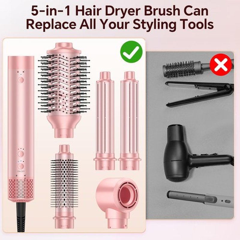 HydraStyl 5 in 1 Hot Air Styler, Hair Dryer Brush with Auto Wrap Curler, 110,000 RPM High-Speed Blow Dryer Styler, Frizz-Free Styling for All Hair Types-Straight, Wavy & Curly, No Heat Damage, 1200W