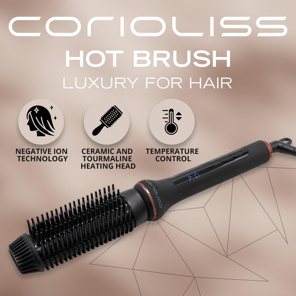 Corioliss Electric Hair Straightening Brush Hot Brush Antifrizz Temperature Control 80º to 210º Ionic Ceramic Automatic Switch Off