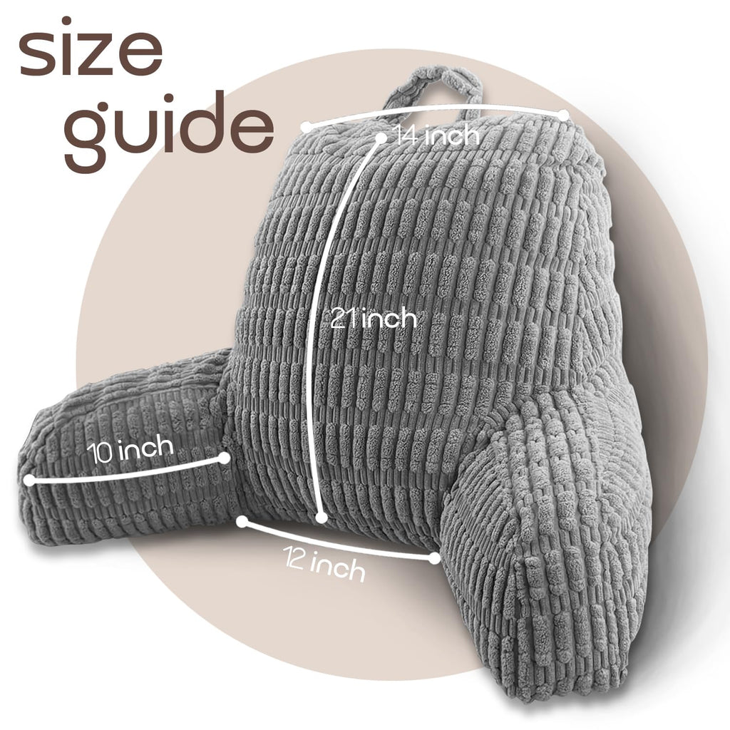 MIJIMO Reading Pillows for Sitting in Bed Adult, Back Rest Pillow for Sitting Up in Bed and Couch, Back Support Chair Pillow Support for Adult Backrest Pillows for Reading (Dark Grey)