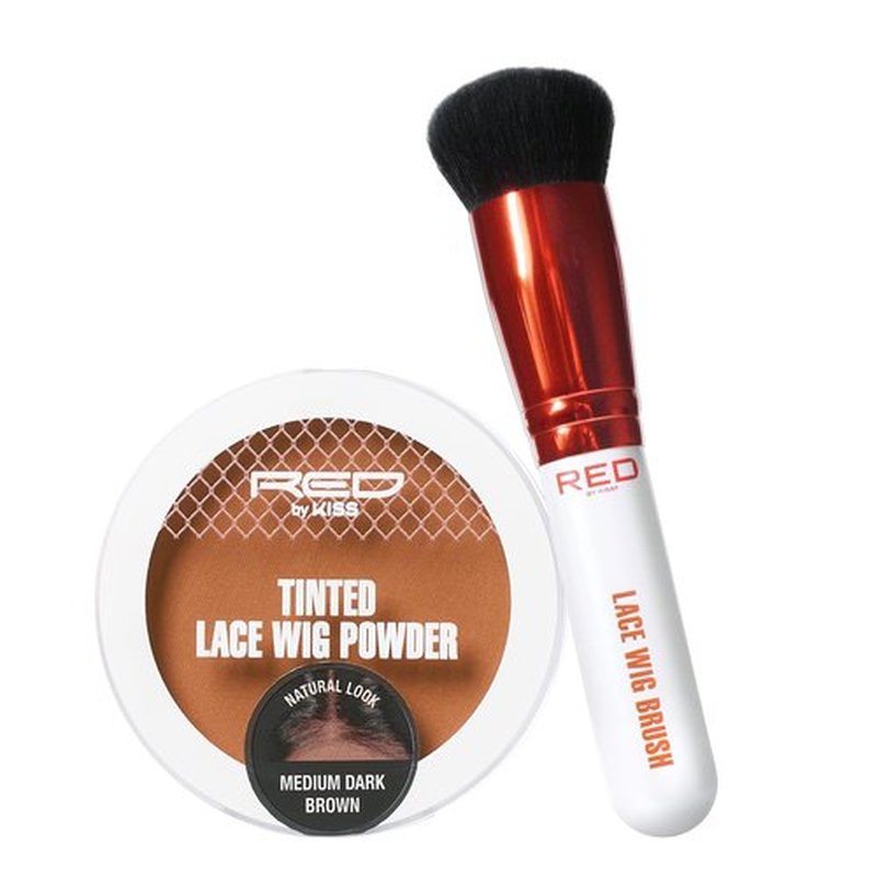 Red by Kiss Lace Wig Brush Tinted Powder Set – Matte Finish, Oil Control, Lightweight, Long-Lasting, Mix & Match Shade Duo