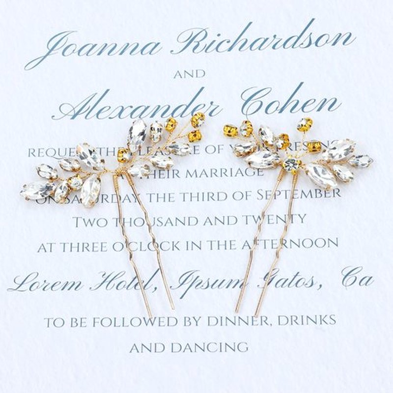 inSowni 4 Pieces Gold Metal Wedding Bridal Rhinestone Hair Side Comb Slide+U-shaped Rhinestone Hair Pins Prom Party Headpieces for Brides Bridesmaids Women Girls