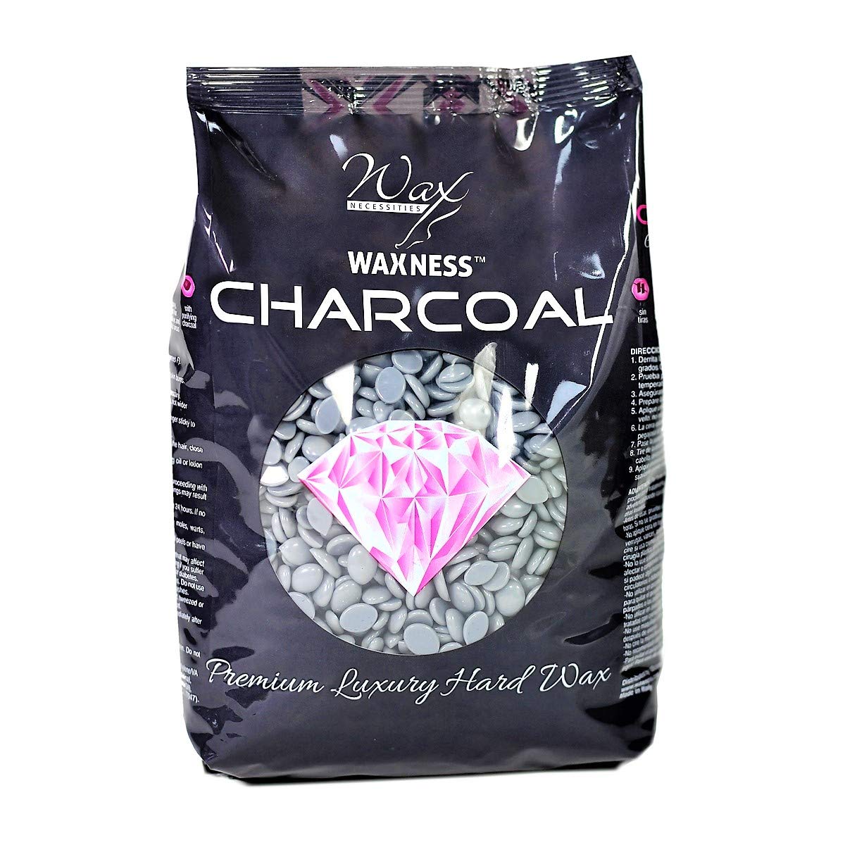 Waxness Charcoal Wax Starter Kit with Metallic Heater, 1.1 lb (500 g) Stripless Hard Wax Beads – Professional Use – Made in Italy