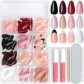 Lifextol 288pc Almond Press on Nails Medium Acrylic Nails Press on Nails French Tip Short Fake Nails with Glue and Adhesive Tabs, Glue on Nails Pack False Stick on Nails Artificial Fingernails, Red