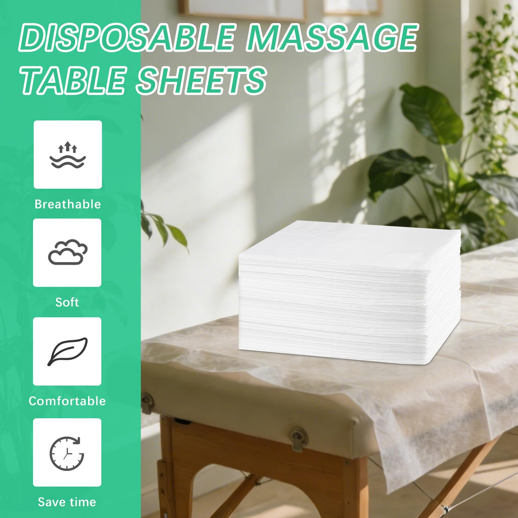150 Pcs Disposable Massage Table Sheets 31" x 71", Non-Woven Disposable Bed Sheets for Massage Table Cover Breathable SPA Bed Cover for Spa, Massage, Beauty, Tattoos, Travel