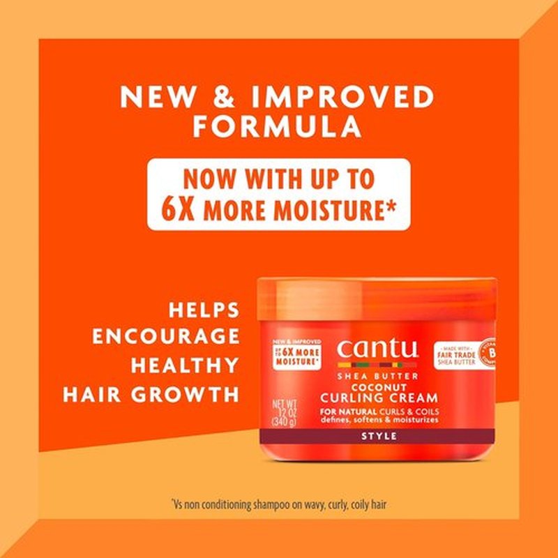 Cantu Coconut Curling Cream - Nourishing Shea Butter Formula for Natural Hair, 12 oz