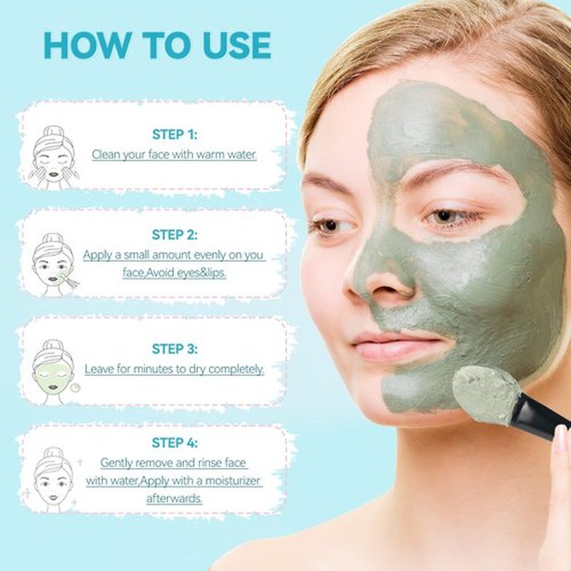 BOJICA 3PCS Clay Face Mask Skincare - Facial Skin Care Mask for Deep Pore Cleansing Turmeric Dead Sea Mud Green Tea Purifying and Hydrating - Reduce Acne Blackheads for Women and Men 2.5 OZ each