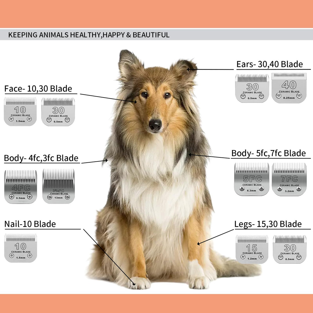 40# Dog Grooming Ceramic Blades,Compatible with Andis,Oster A5,Wahl KM10