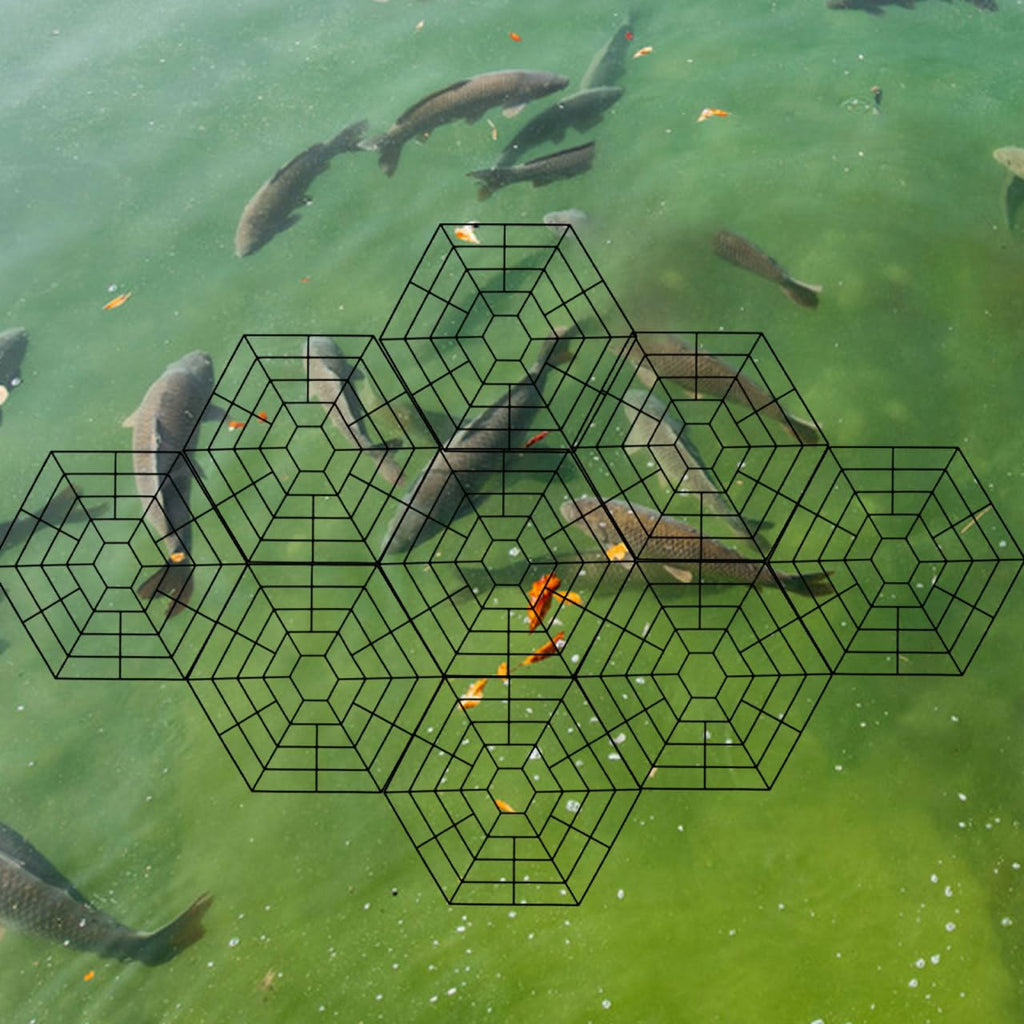 Housoutil Pond Netting Floating Guard, 30PCS Plastics Guard Net Protect Fish Koi, Splicing Web Hexagonal Accessories for Pond Fish Floating, Mesh Cover Resist Racoons Cats Crows Seabird