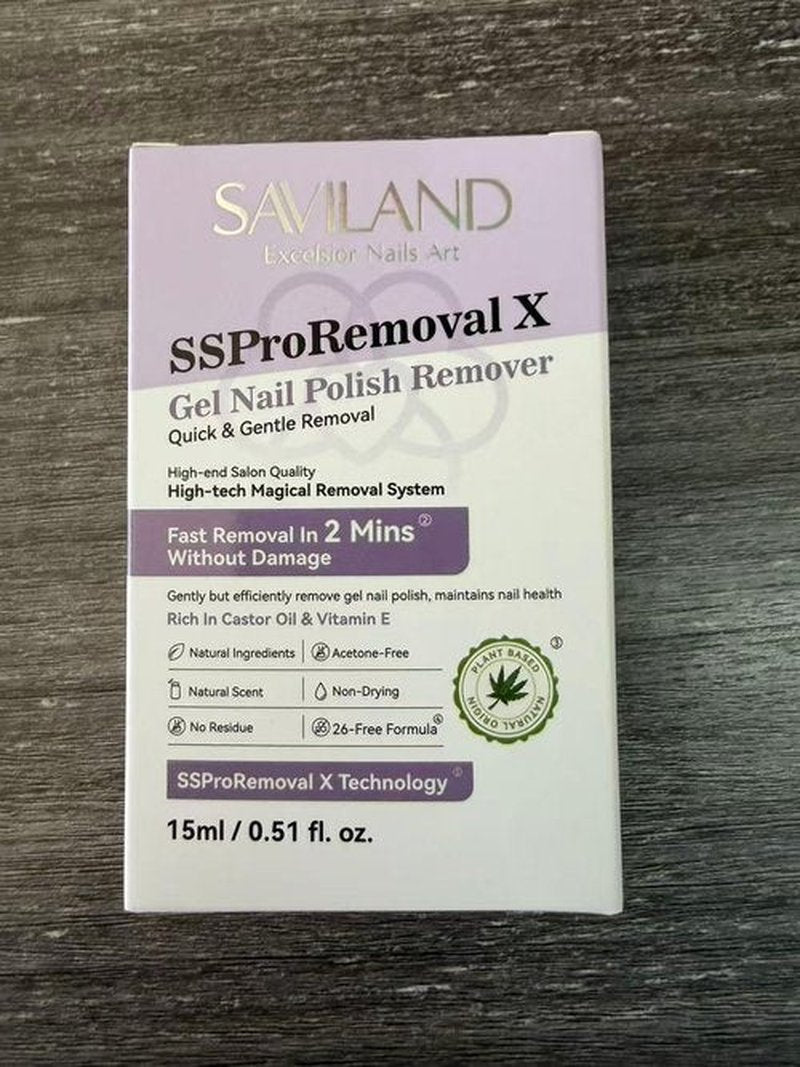SAVILAND 2 Mins Gel Nail Polish Remover: SSProRemoval X Fast Removal Gel Remover for Nails with Castor Oil Vitamin E Gel Polish Remover for Acrylic Dip Nails Gel Nail Remover Home Salon Use 15 ML
