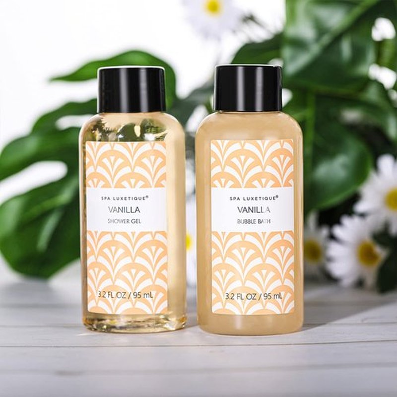 Spa Luxetique Vanilla Bath Set - 6-Piece Spa Gift for Women with Body Lotion, Shower Gel & More