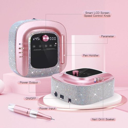 2-in-1 Rechargeable Cordless UV LED Nail Lamp & Electric Nail Drill Kit with Auto Sensor, LCD Display,45000 RPM Professional Gel Nail Dryer Machine for Home Salon Use & Training Nail Art Practice