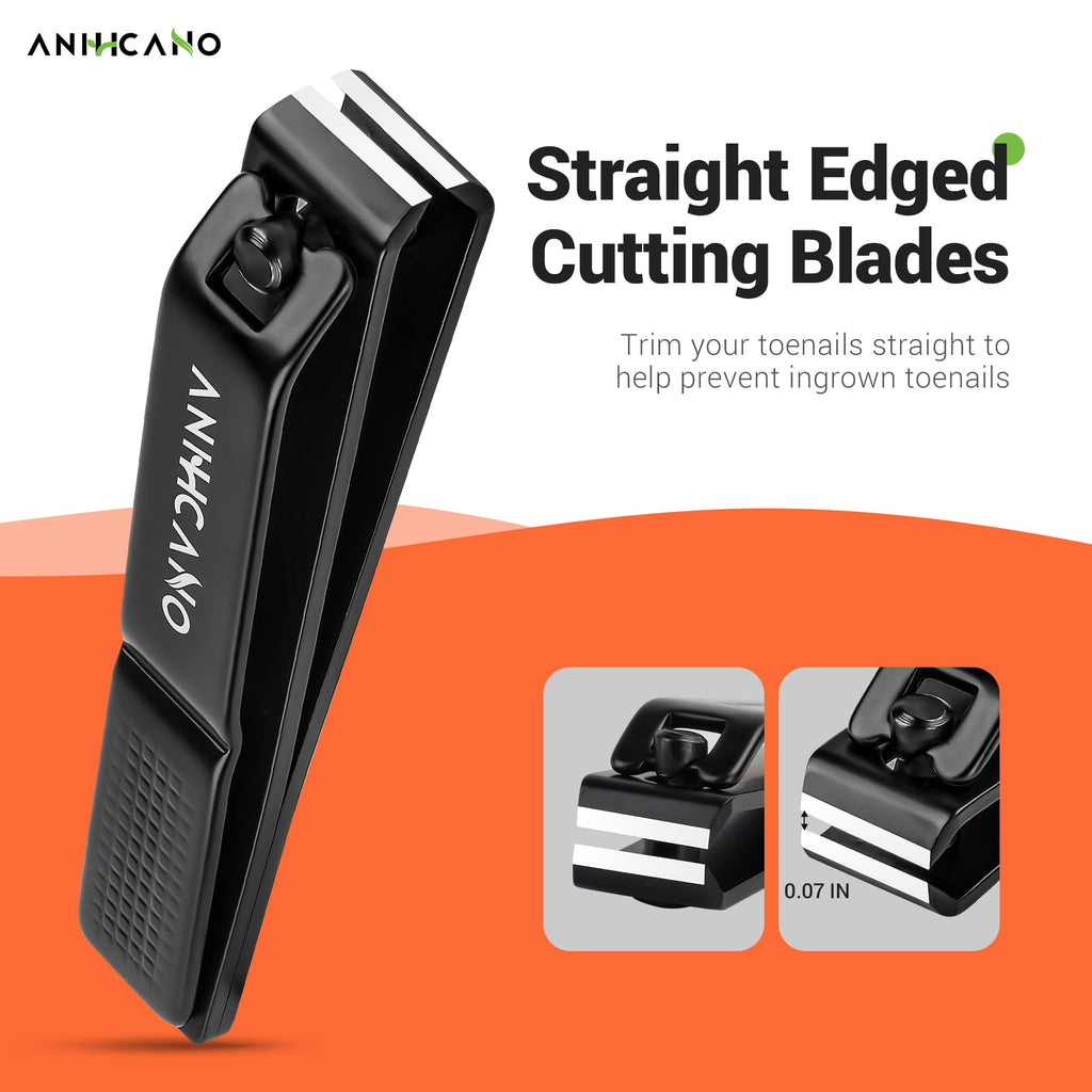 Nail Clippers with Glass Nail File, Ultra Sharp Nail Clipper Set, Professional Fingernail & Toenail Clippers Nail Cutter for Men and Women (Black)