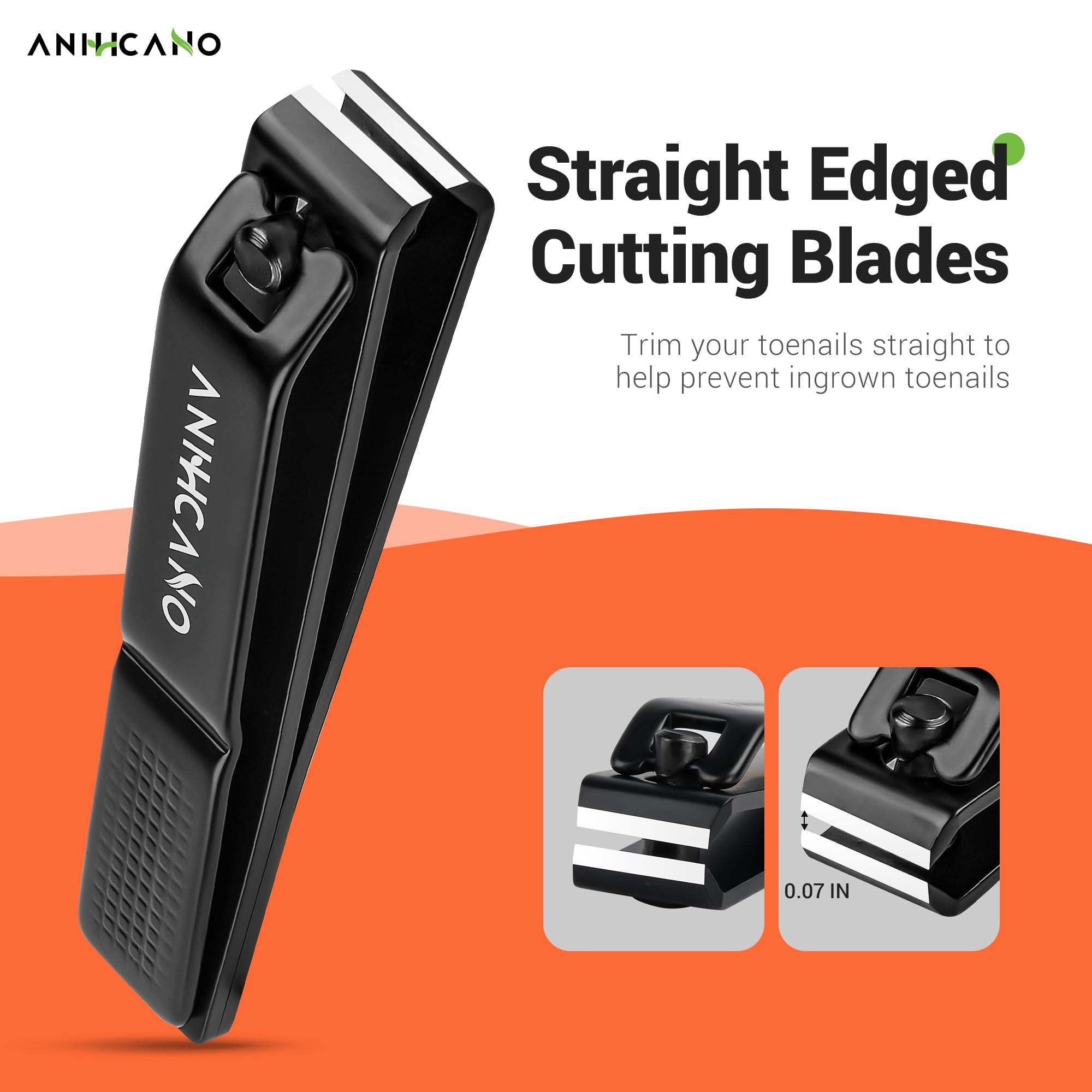 Nail Clippers with Glass Nail File, Ultra Sharp Nail Clipper Set, Professional Fingernail & Toenail Clippers Nail Cutter for Men and Women (Black)