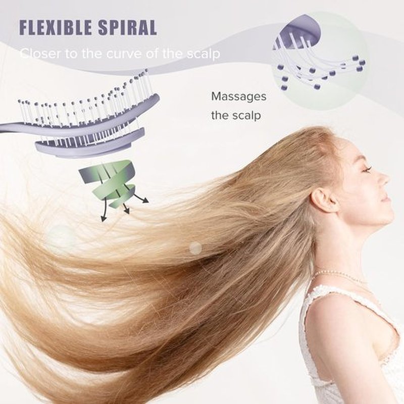 SHINLEA Detangle Hair Brush - Vented Spiral Brush for Effortless Tangle Removal | All Hair Types (Purple)