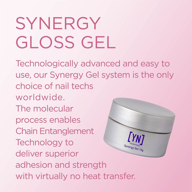 Young Nails Synergy Gel System, Clear Gloss Finishing Gel - Builder Gel Top Coat, Superior Adhesion & Strength, Hard Gel Top Coat - Gloss Top Coat, 15g