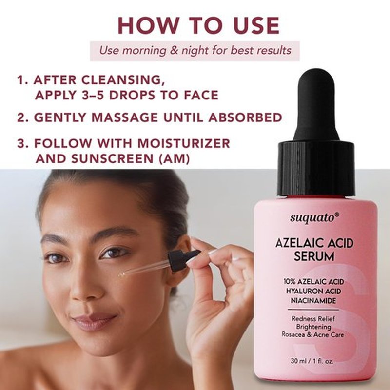 10% Azelaic Acid Serum with Niacinamide & Hyaluronic Acid – Rosacea Treatment For Face – Redness Relief, Blemish Relief, Brightening Skincare for Rosacea-Prone, Oily or Sensitive Skin, 30ml