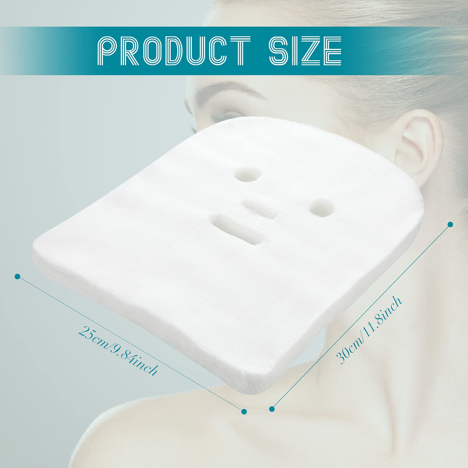 Maitys 150 Pieces Pre-cut Gauze Facial Cotton Beauty Face Pads Gauze Skin Care High Frequency for Facial Spa(10 x 12 Inch,Rectangle Face Style)