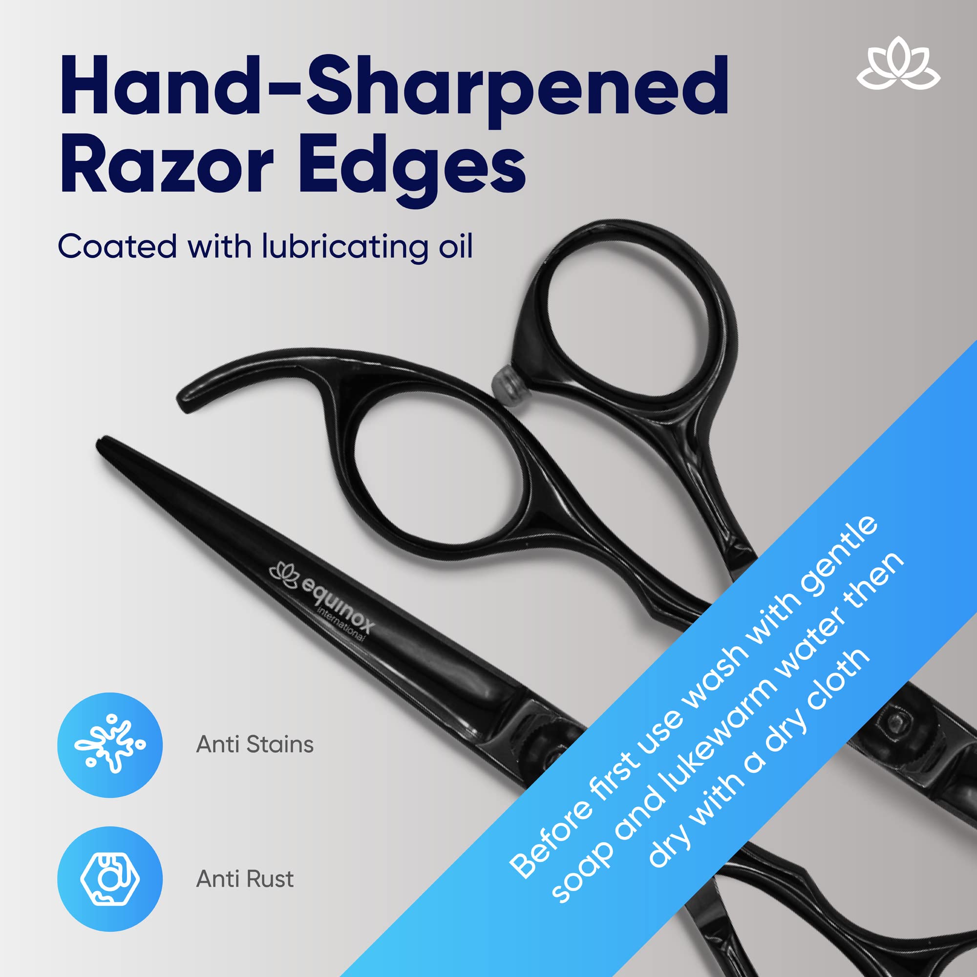 Equinox Razor Edge Series Professional Hair Scissors - 6.5 Premium Japanese Stainless Steel Hair Cutting Scissors, Hair Shears, Hair Razors for Hair Cutting, Barber Accessories & Hair Salon Supplies