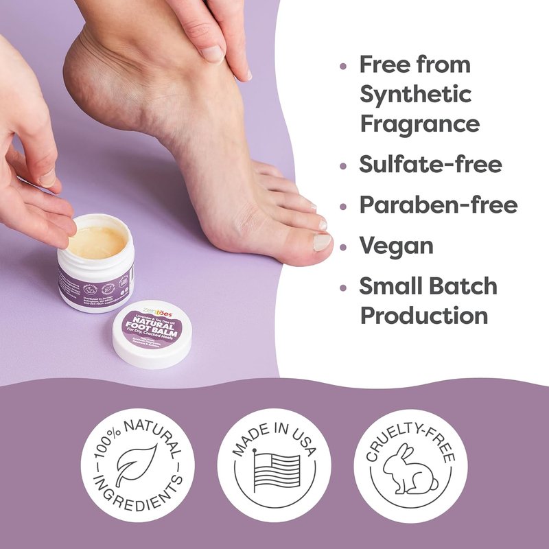 ZenToes Natural Foot Balm - Hydrating Cream for Dry, Cracked Heels & Feet | Soothes & Softens Skin | 2oz