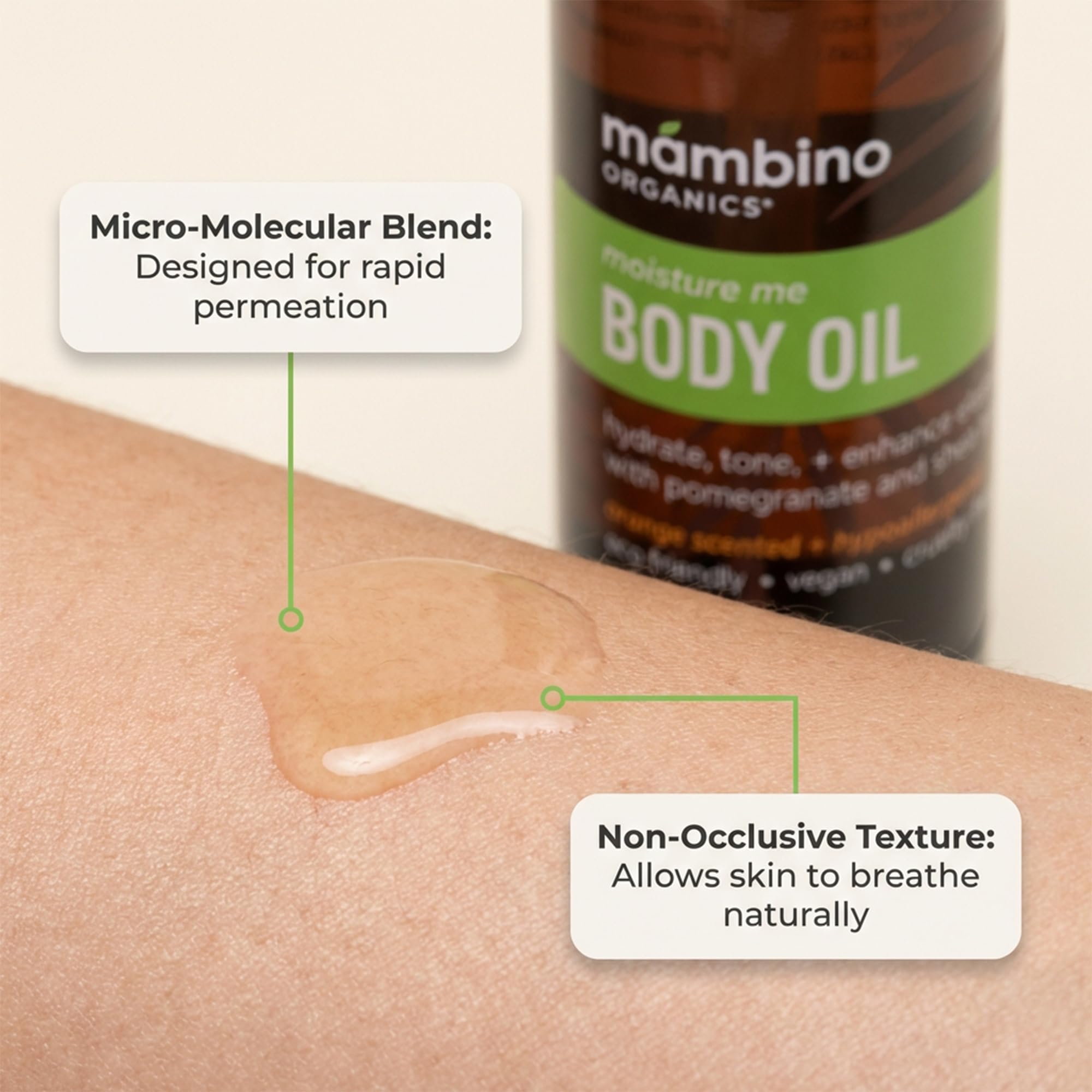Mambino Organics Moisture Me Body Oil, Skincare Essential, Shea Butter Infused, Fast-Absorbing, Non-Greasy, Soothing Aroma, 2 fl oz