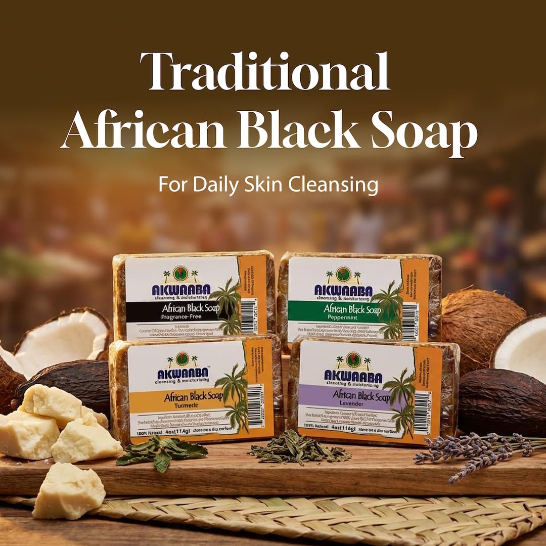AKWAABA African Black Soap | Honey | Bar Soap | 4 oz | For Face & Body