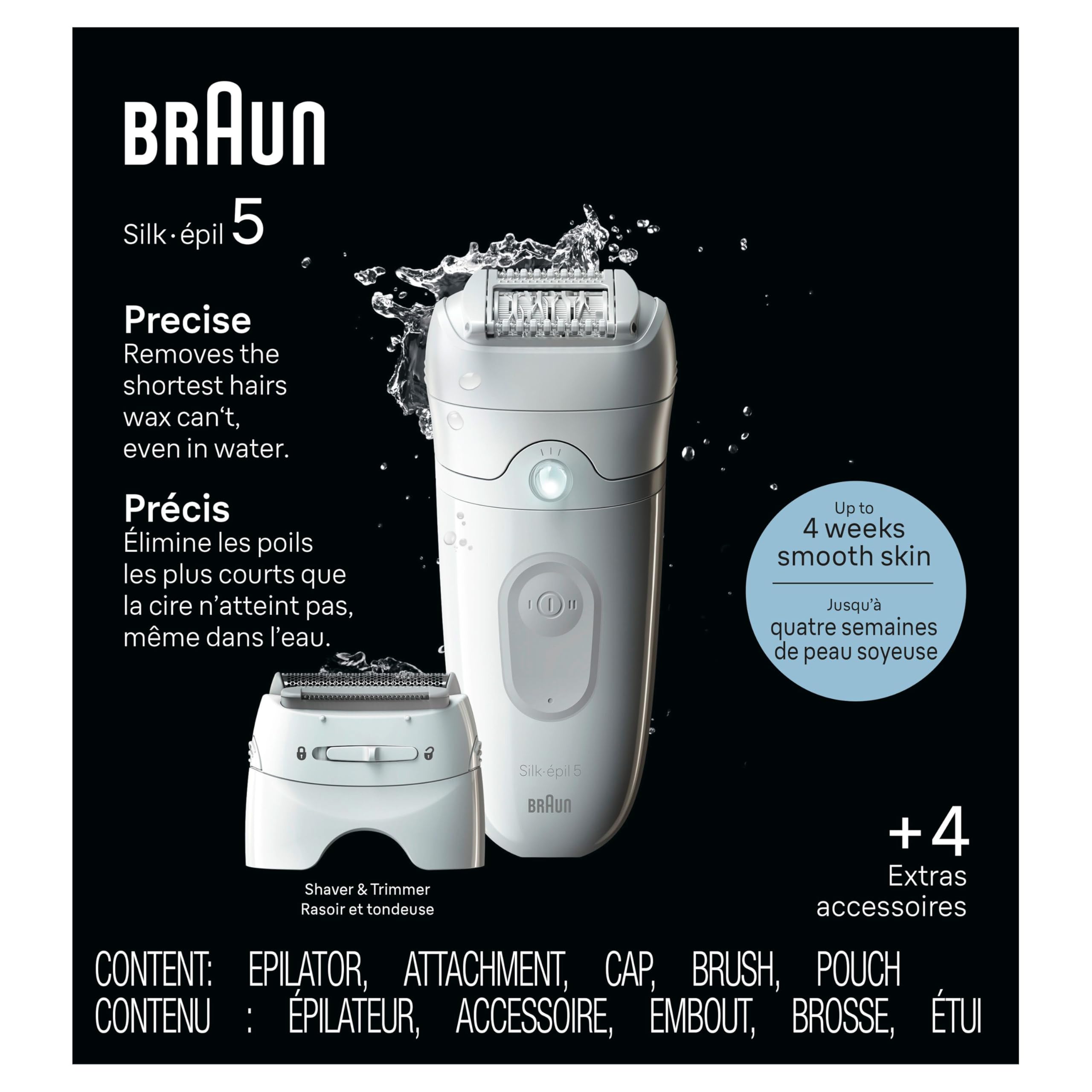 Braun Silk-épil 5 Epilator, Hair Removal Device, Women Shaver & Trimmer, Wet and Dry, Includes Shaver Head and Trimmer Comb, SE5-041, Grey