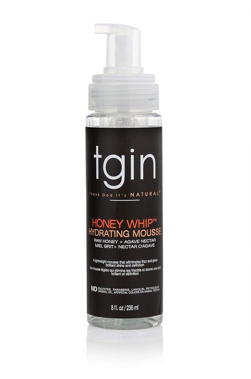 TGIN Honey Whip Hydrating Mousse - Nourishing Formula for Natural, Curly Hair - 8 Oz