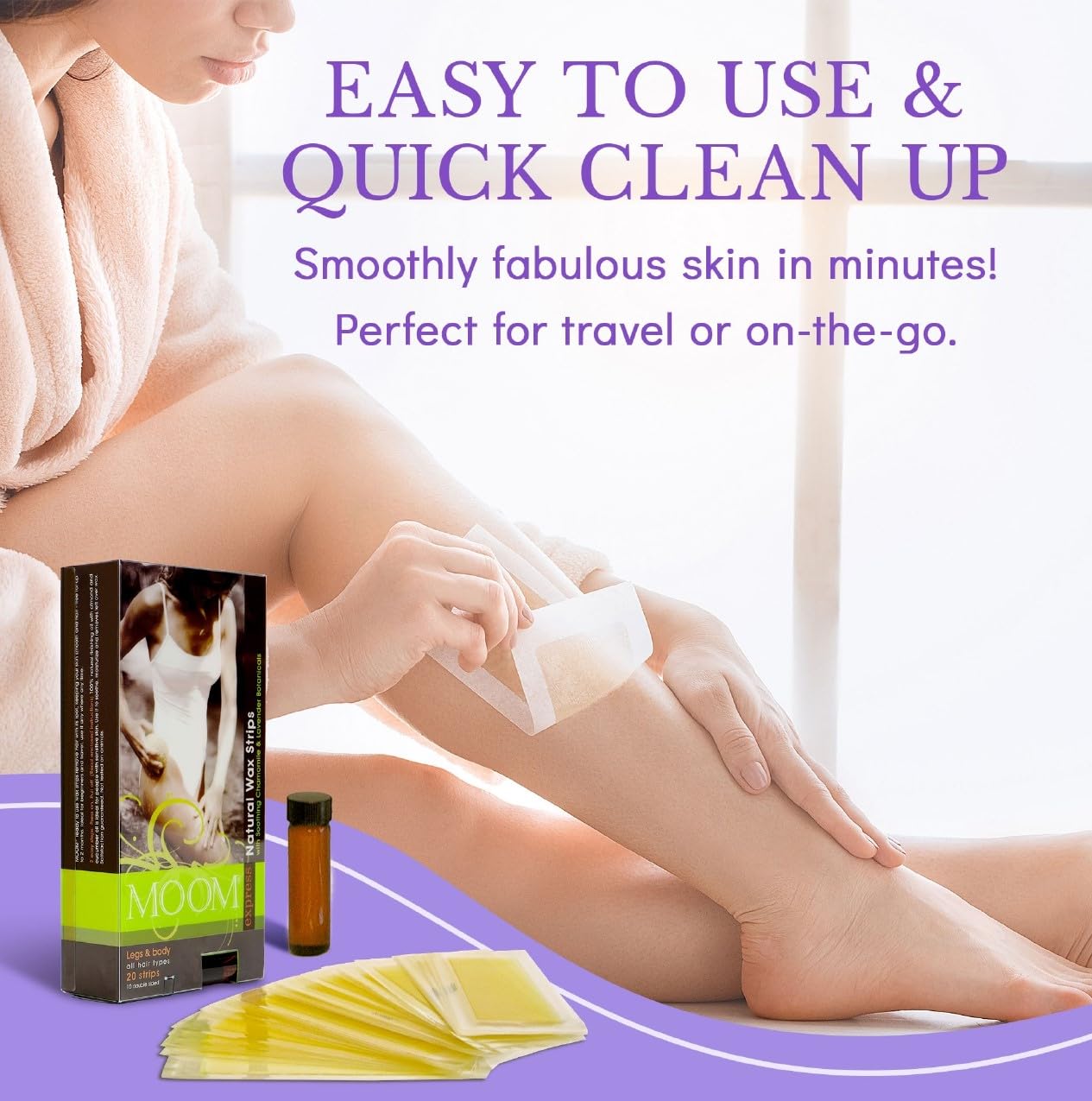 MOOM Ready to Use Wax Strips - Body & Legs Strips - 20 Count