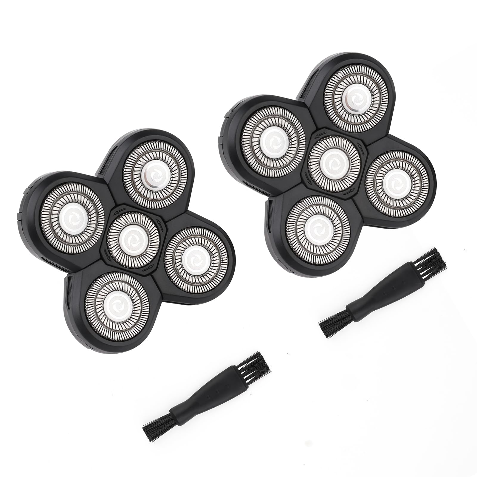 Universal 2pcs 5 Blades Shaver Replacement Heads Compatible with Freebird Head Shave for Freedom Grooming Replacement Head and More with Easy Clean Brush Blade Cover