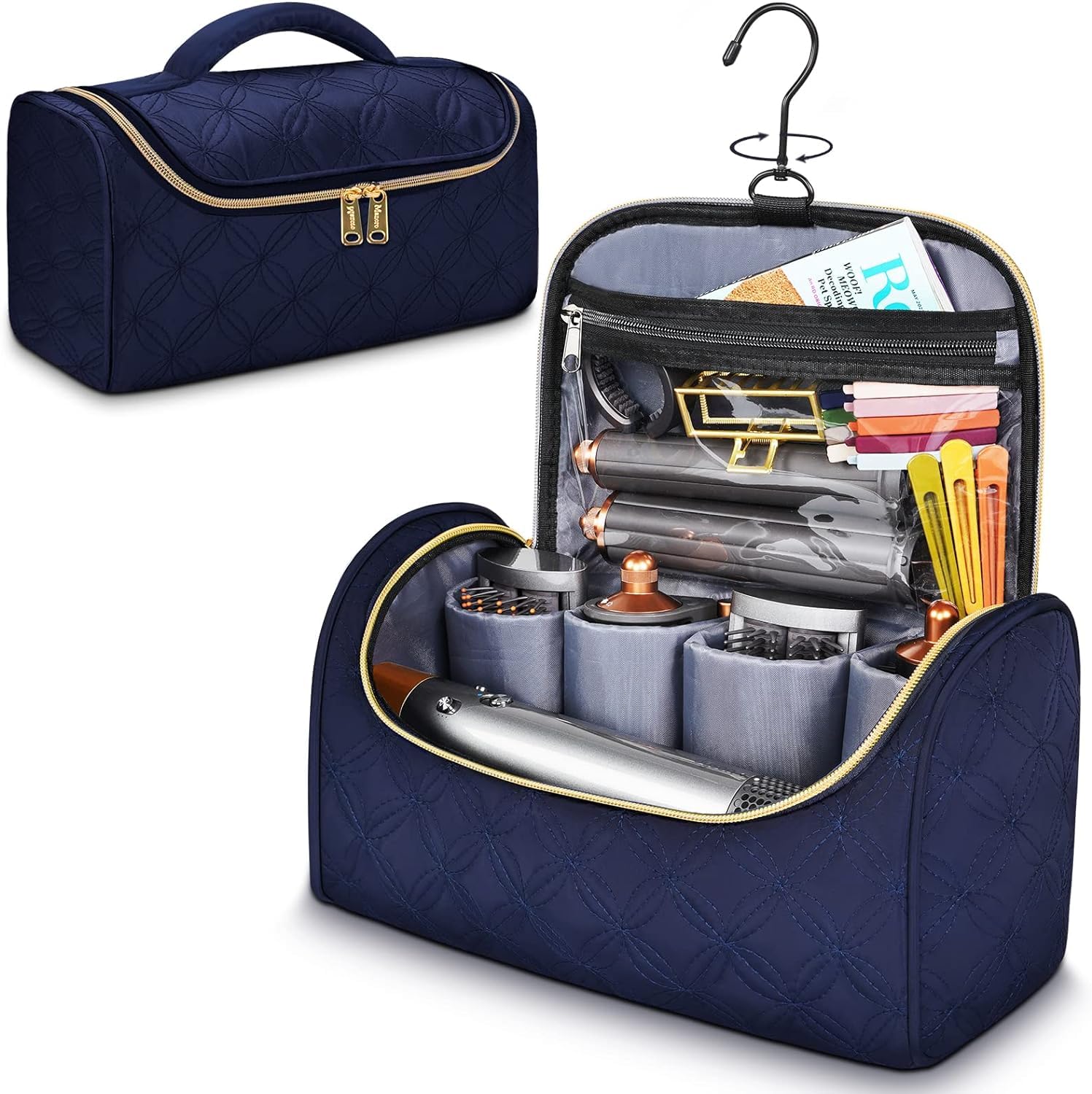 Mancro Padded Travel Case Compatible with Dyson Airwrap, Blue