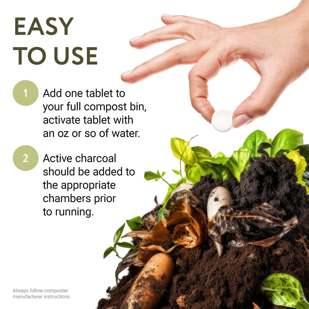 Impresa Kitchen Composter Set for Lomi Kitchen Composter - Impresa Two 0.5lb Bags for Lomi Charcoal Refills + 45 Compost Accelerator Tablets
