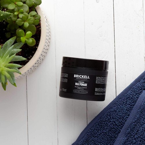 Brickell Men's Products Flexible Hold Wax Pomade - Natural & Organic Hair Styling, 2 Oz | Irritation-Free Shine
