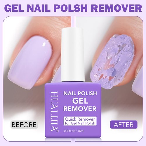 Gel Nail Polish Remover, 2 Pack Gel Polish Remover for Nails - Quickily and Easily Removes Gel Nail Polish at Home in 2-5 Mins - No Need for Foil, Soaking or Wrapping, 0.5 fl oz