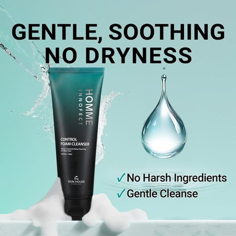 The Skin House Homme InnoFect Men Face Wash – Deep Cleansing Foam Cleanser, Oil Control Face Wash for Men, Rich Foaming Cleanser for All Skin Types 4.05 fl.oz