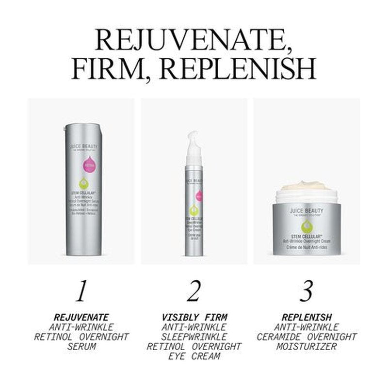 Juice Beauty Stem Cellular Anti-Wrinkle Retinol Overnight Serum - 30 mL - Reduces Look of Fine Lines, Wrinkles, Dark Spots + Skin Roughness - Vegan, Cruelty Free