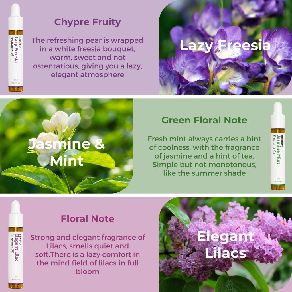 Benatu Summer Premium Fragrance Oils Set for Diffuser, Candle, Soap Making - Fruity Scents Aromatherapy Perfume Oil Gift for Home (Lime Basil, Cucumber, Peach, Strawberry, Melon, Blackberry Bay) 6 Pcs