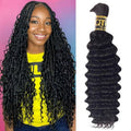 Deep Wave Bulk Hair for Braiding 18A Deep Water Wave Bulk Human Hair Brazilian Virgin Curly Human Hair 18 Inch 50g Curly Braiding for Boho Braids Micro Twist