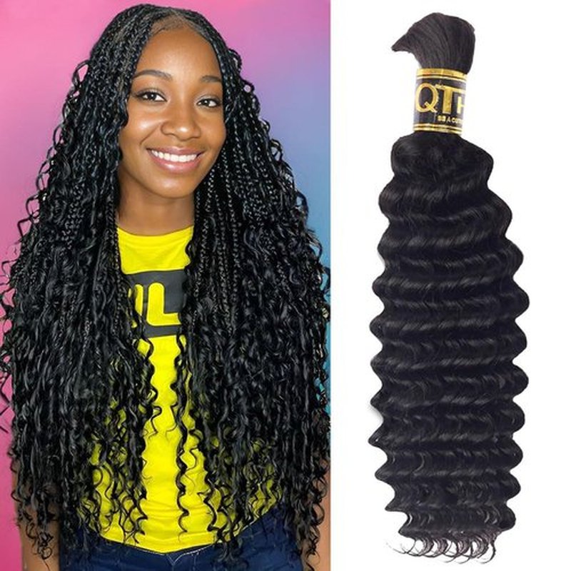 Deep Wave Bulk Hair for Braiding 18A Deep Water Wave Bulk Human Hair Brazilian Virgin Curly Human Hair 18 Inch 50g Curly Braiding for Boho Braids Micro Twist