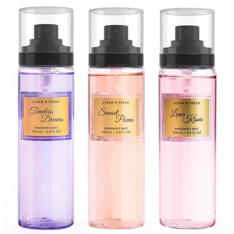Clean-n-Fresh Body Spray - Women's Fragrance Set | Pack of 3 x 3.4 Fl Oz Total 10.2 Oz