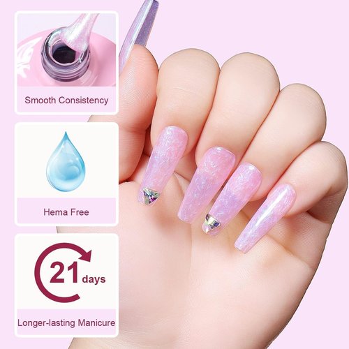AIMEILI Gel Nail Polish Soak Off U V LED Hema Free Pearl Gel Polish Colors for Nail Art DIY Gel Nail 6 x 8 ML-Kit Set 43
