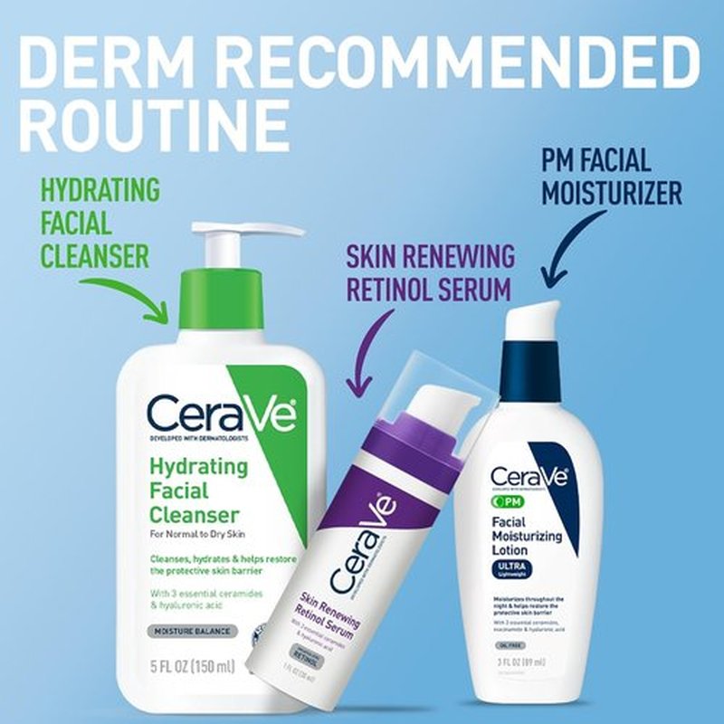 CeraVe PM Facial Moisturizing Lotion - Ultra-Lightweight Night Cream with Hyaluronic Acid & Niacinamide | 3 Oz