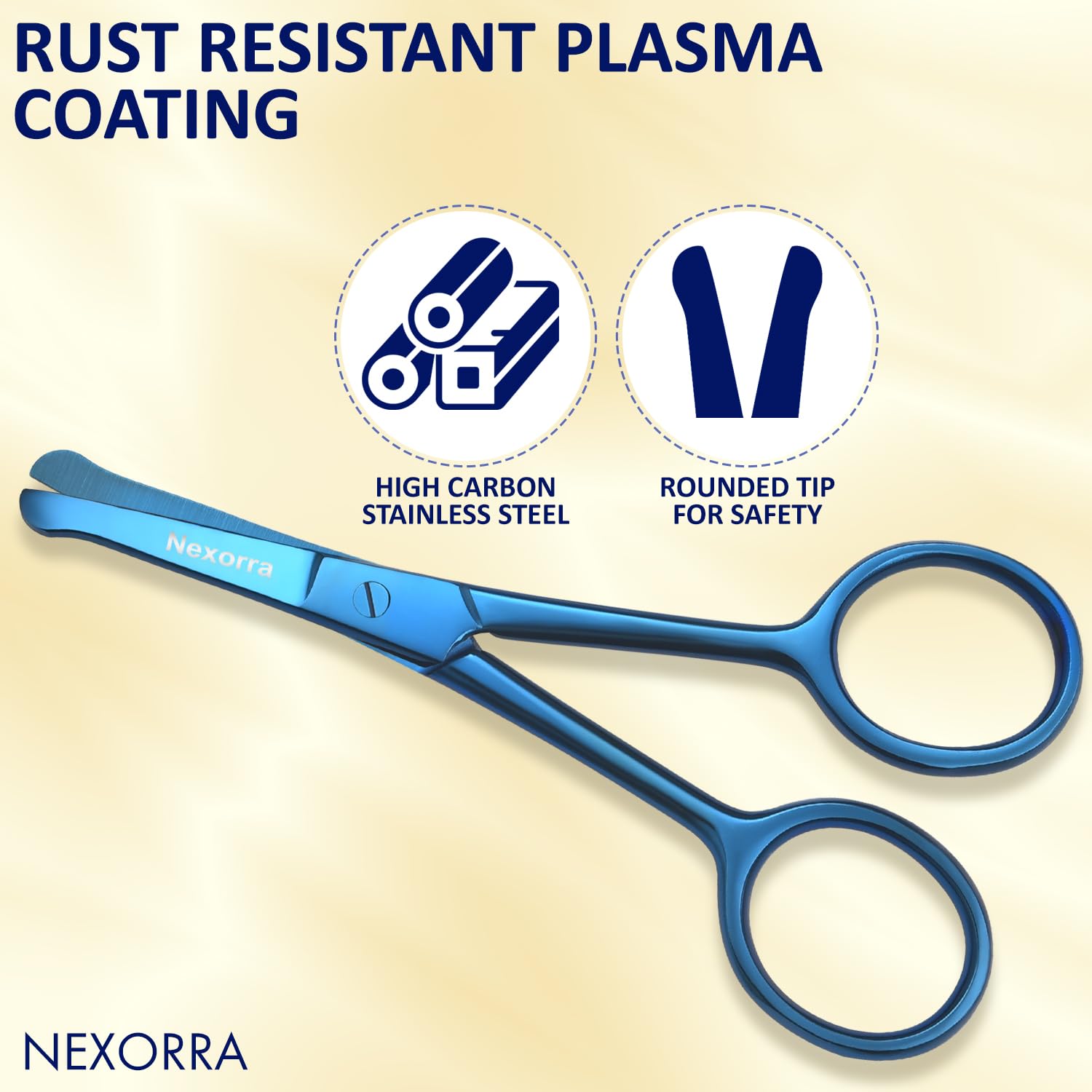 Nexorra Nose Hair Small Scissors for Men & Women Stainless Steel Safety Scissors for Facial Hair, Eyebrows, Beard, Ear & Eyelash Trimming Travel Grooming Tool with Rounded Tip Mustache Scissor.