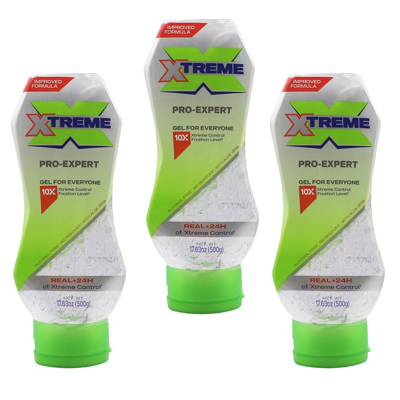 Xtreme Pro-Expert Hair Styling Gel, Maximum Control Formula, 17.63 oz Bottles, 3 Pack