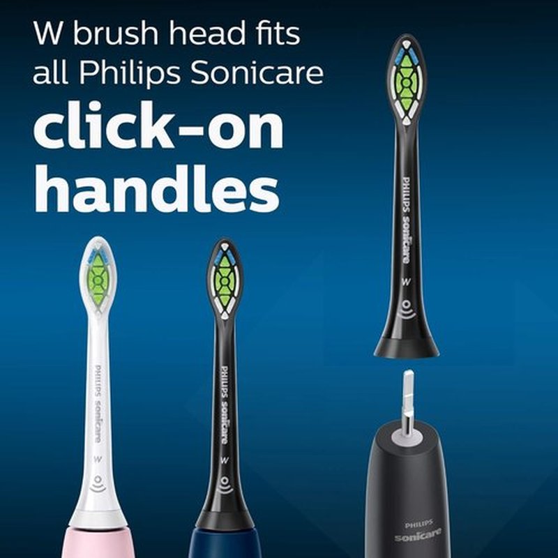 Philips Sonicare W DiamondClean - Replacement Electric Toothbrush Heads, Black, 2 Pack, HX6062/95