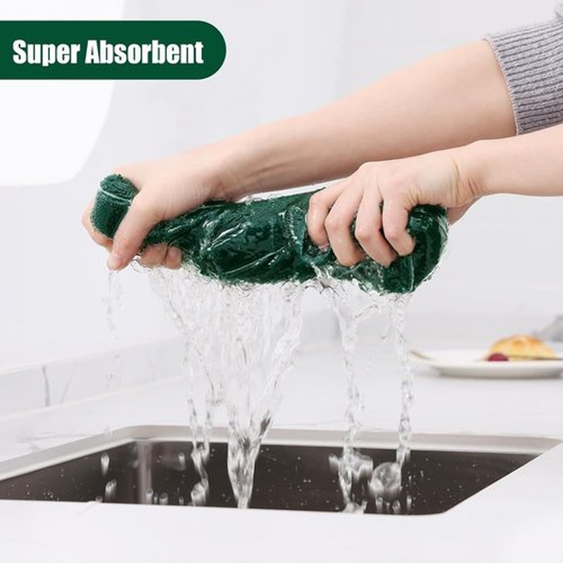 Homaxy Microfiber Kitchen Towels Set - 12 Pack Soft & Absorbent Dishcloths | Quick Drying Rags, Dark Green