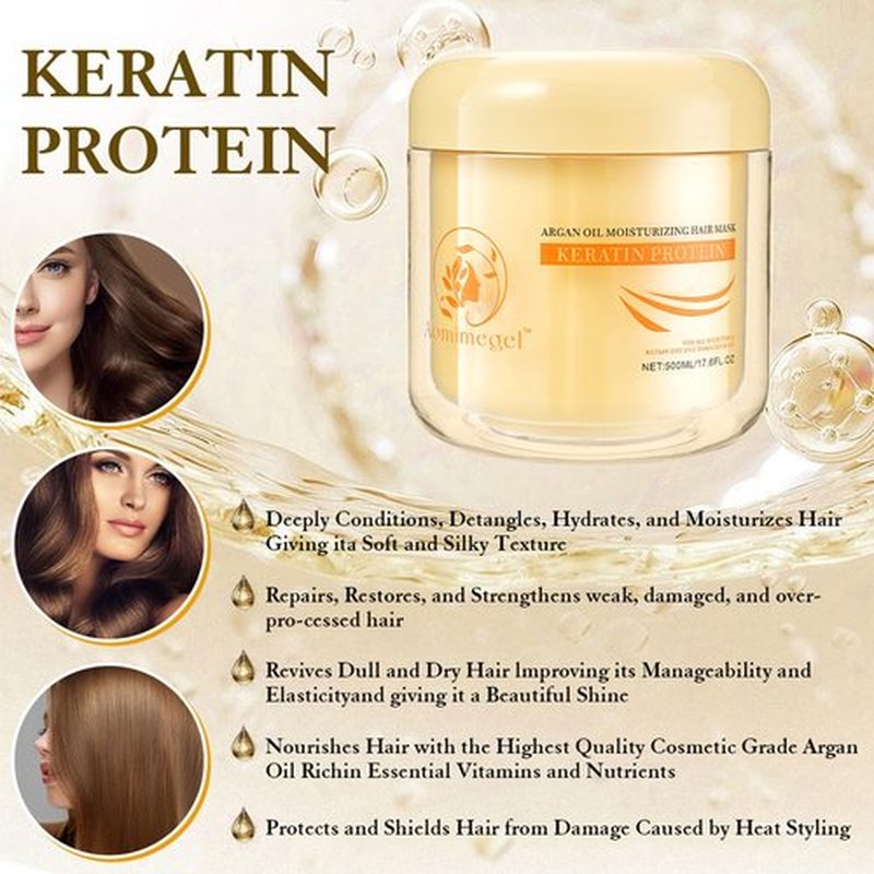 Aomimegel Collagen Hair Mask,Deep Repair Conditioning Argan Oil Hair Mask for Damaged Hair Treatment, Deep Conditioner Hydrating Hair Masque for All Hair Types 16.9oz 500ml